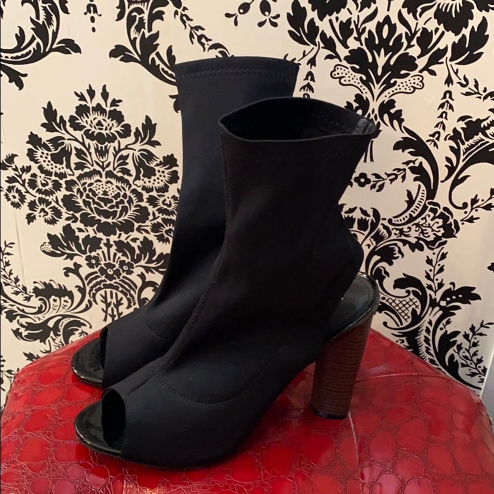 Open back-peep toe sock booties